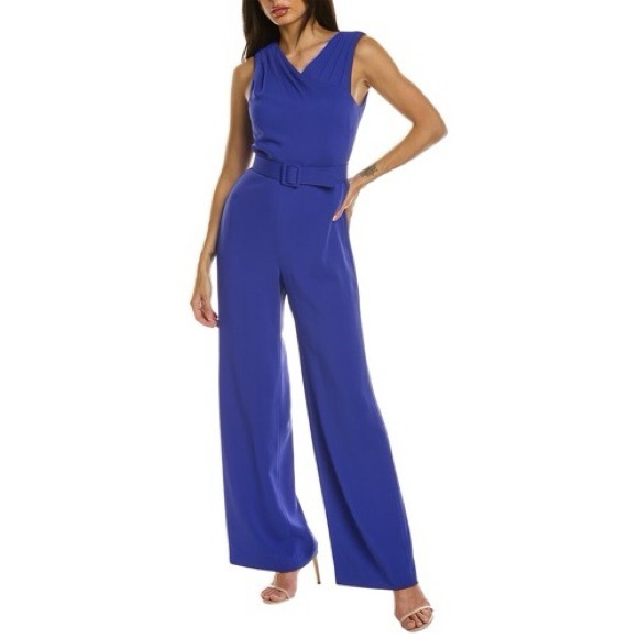 NWT - Badgley Mischka Royal Crepe Jumpsuit with Belt - Picture 4 of 4